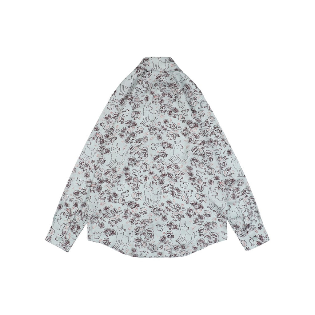 Dior SS25 Floral Puppy Print Long-Sleeve Shirt