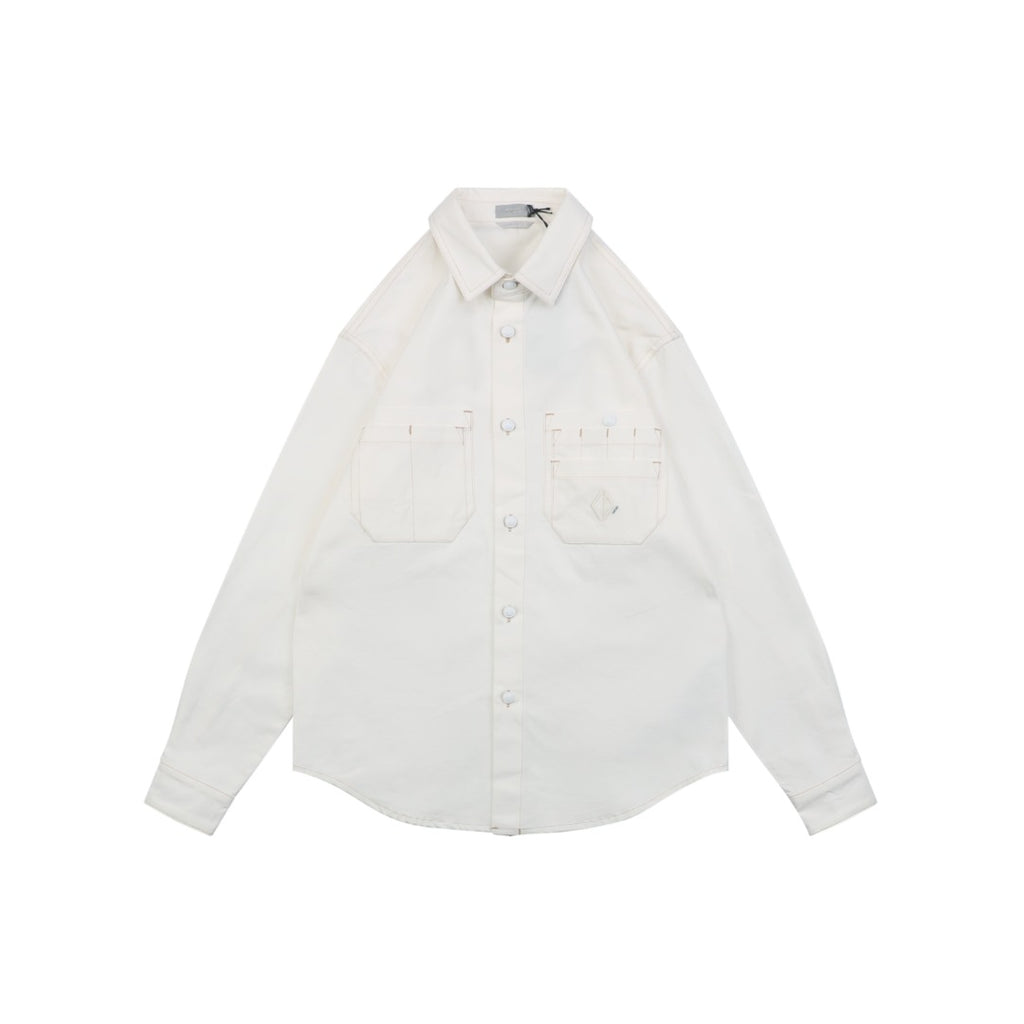 Dior FW25 CD Pocket Bartack Long-Sleeve Shirt in White
