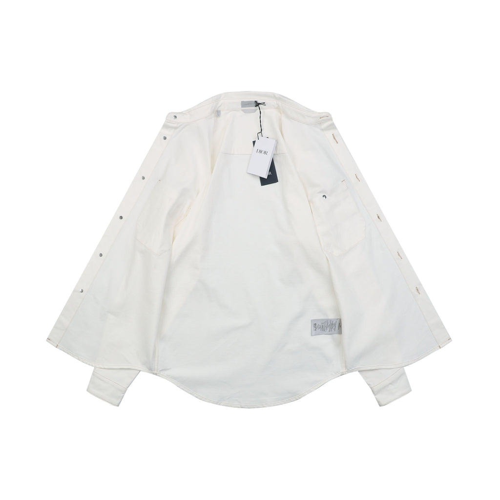Dior FW25 CD Pocket Bartack Long-Sleeve Shirt in White