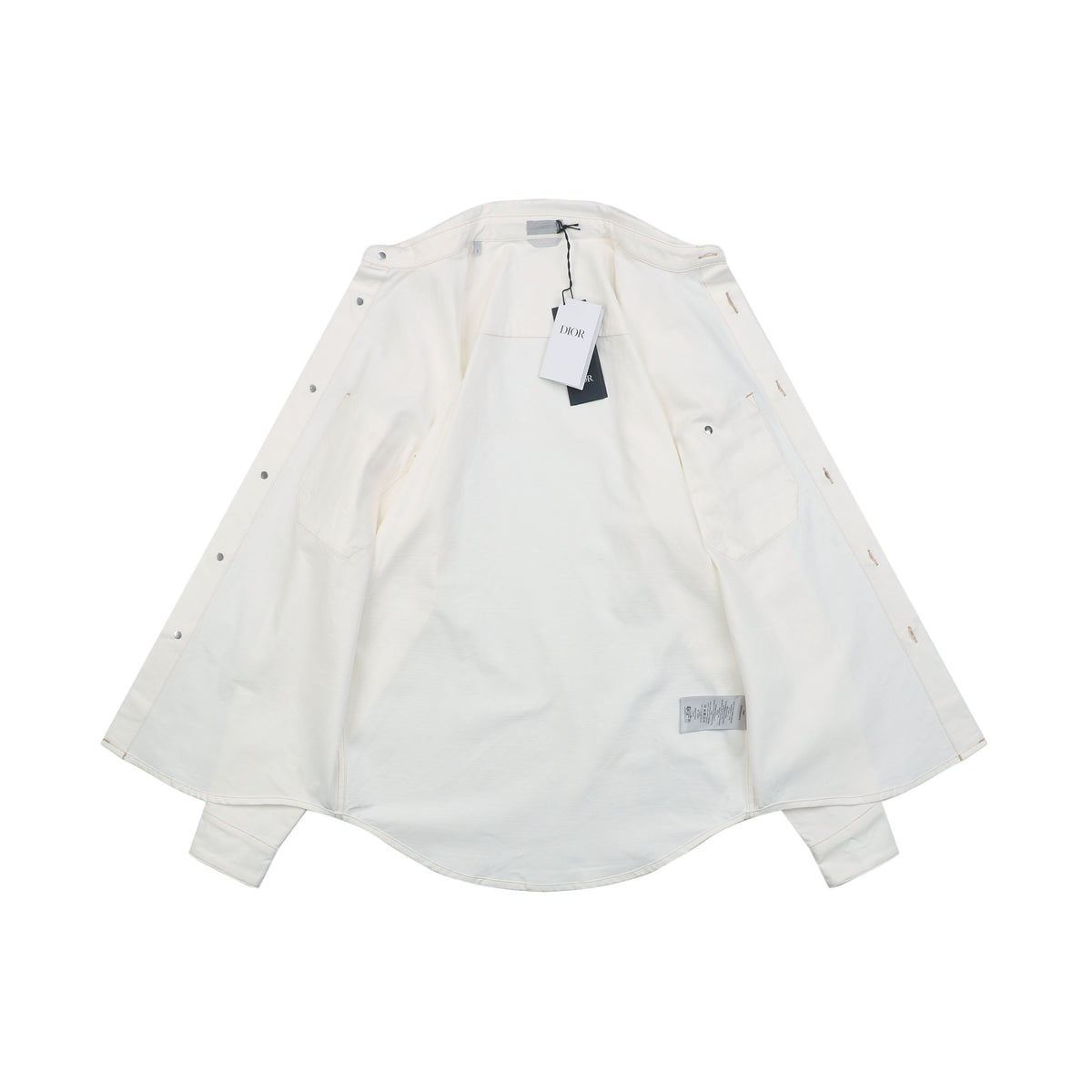 Dior FW25 CD Pocket Bartack Long-Sleeve Shirt in White