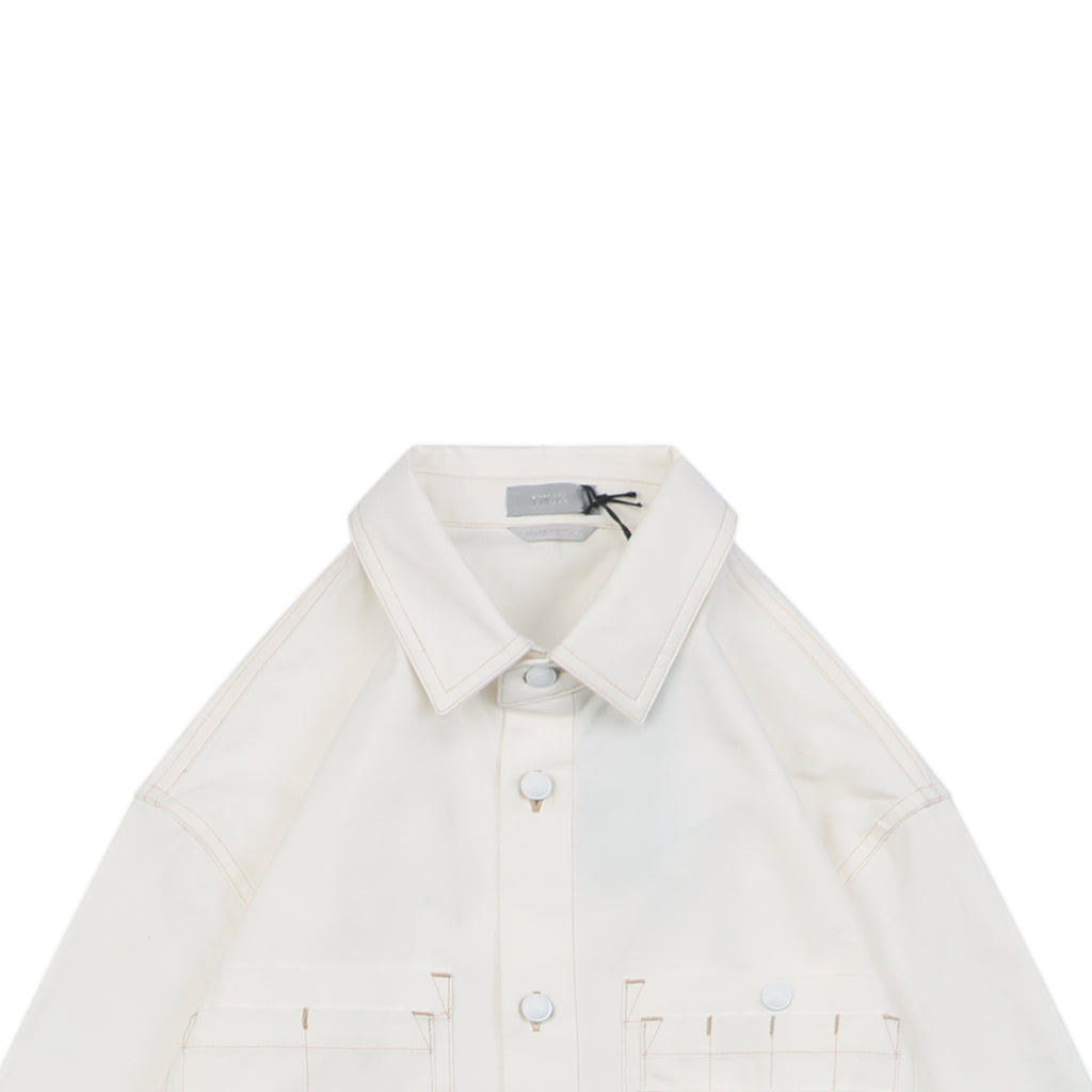 Dior FW25 CD Pocket Bartack Long-Sleeve Shirt in White