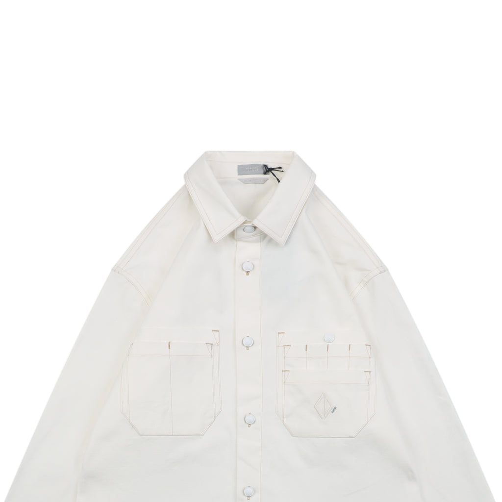 Dior FW25 CD Pocket Bartack Long-Sleeve Shirt in White