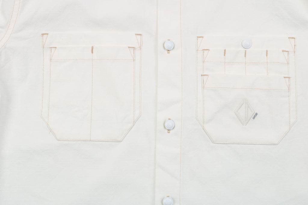 Dior FW25 CD Pocket Bartack Long-Sleeve Shirt in White