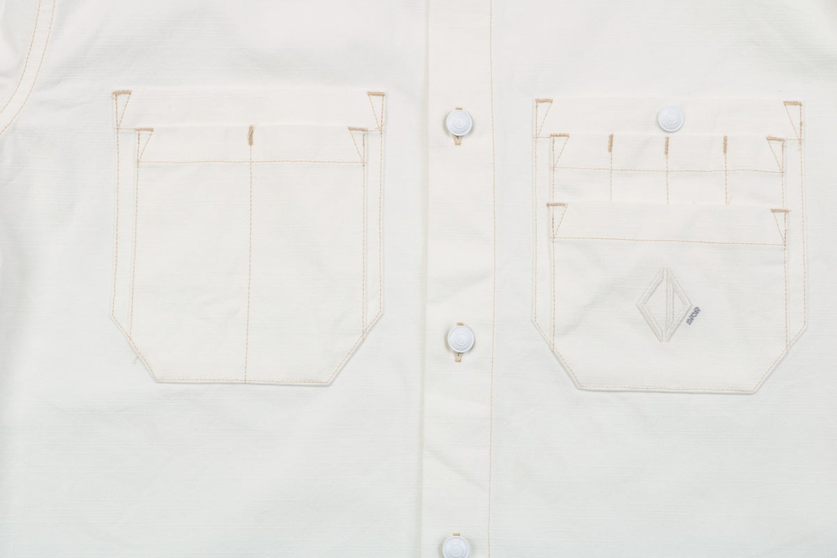Dior FW25 CD Pocket Bartack Long-Sleeve Shirt in White
