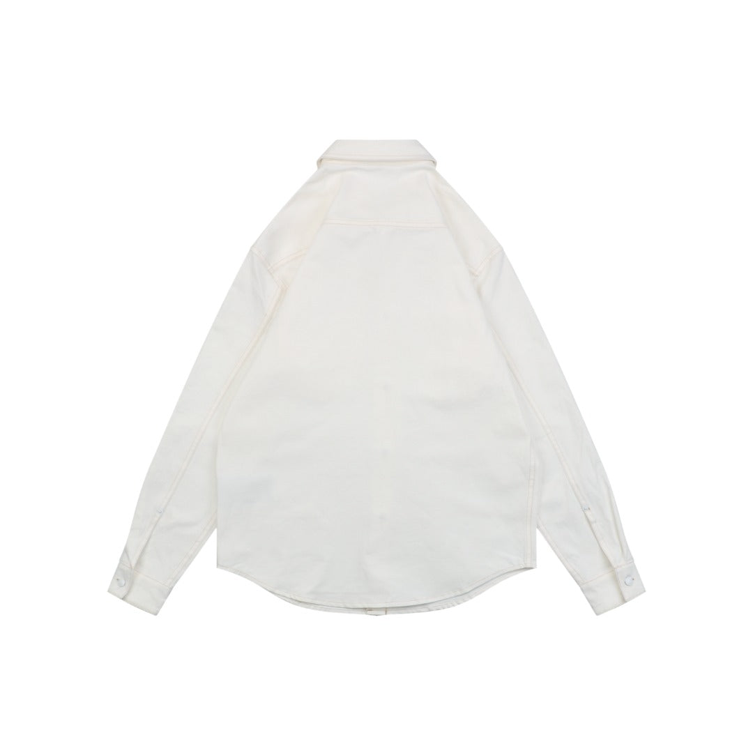 Dior FW25 CD Pocket Bartack Long-Sleeve Shirt in White