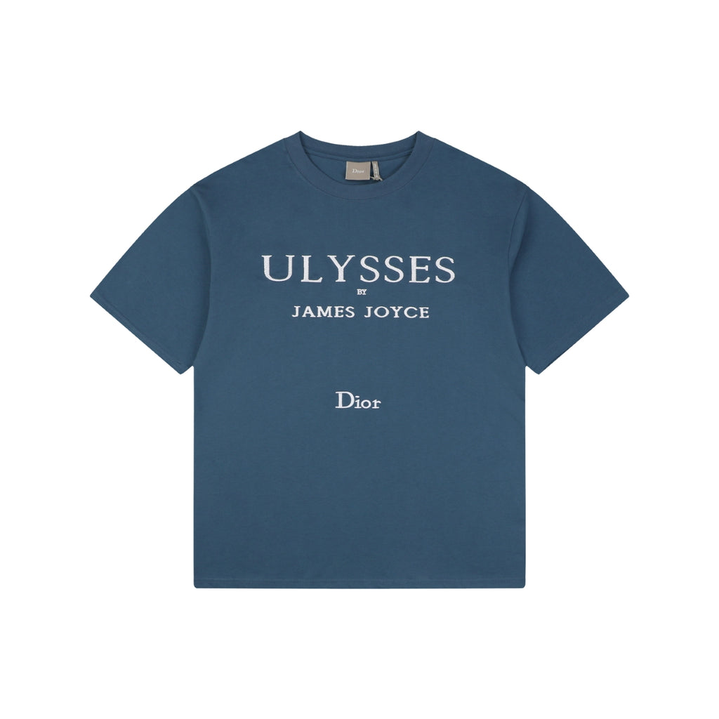 Dior Ulysses Text Print Short-Sleeve T-Shirt in Blue