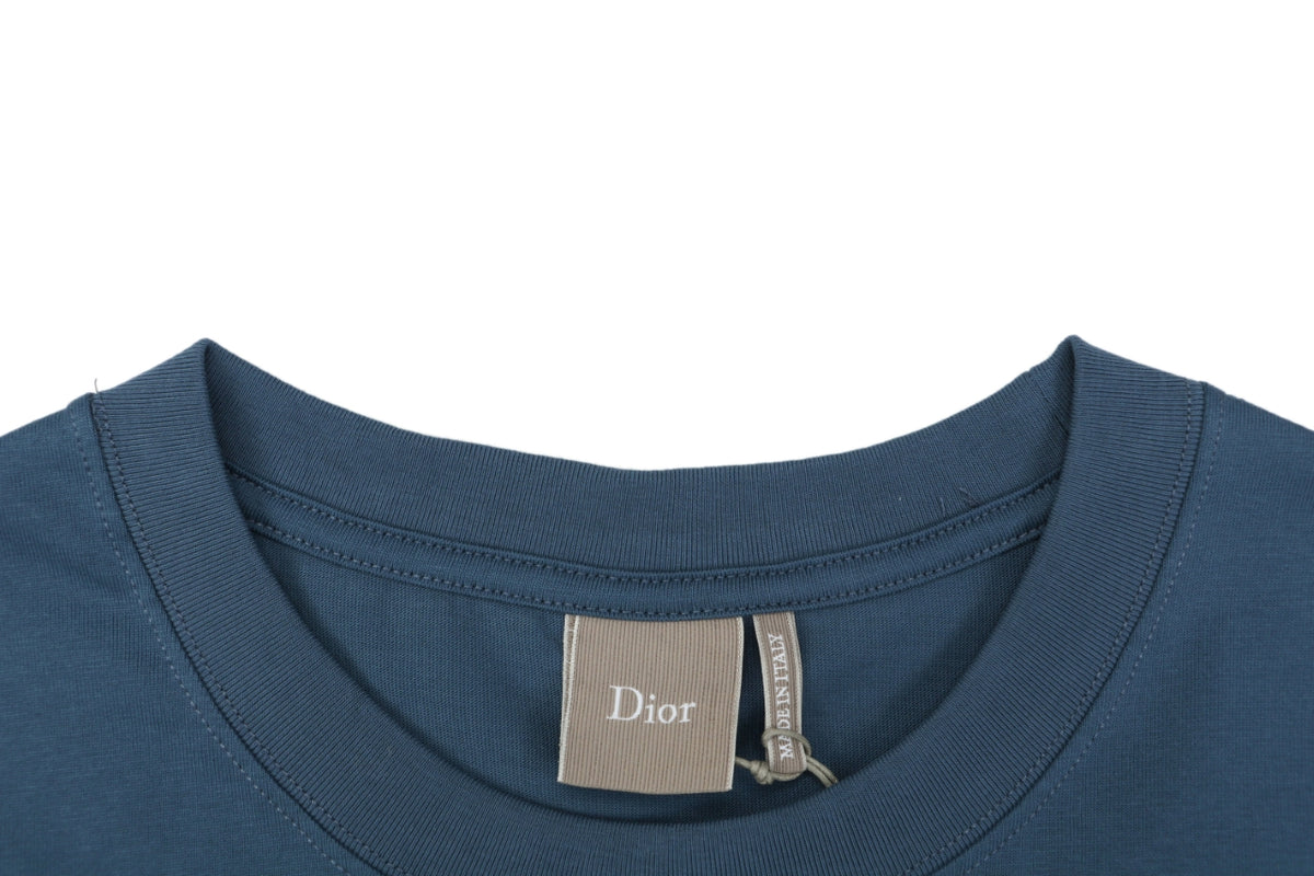 Dior Ulysses Text Print Short-Sleeve T-Shirt in Blue