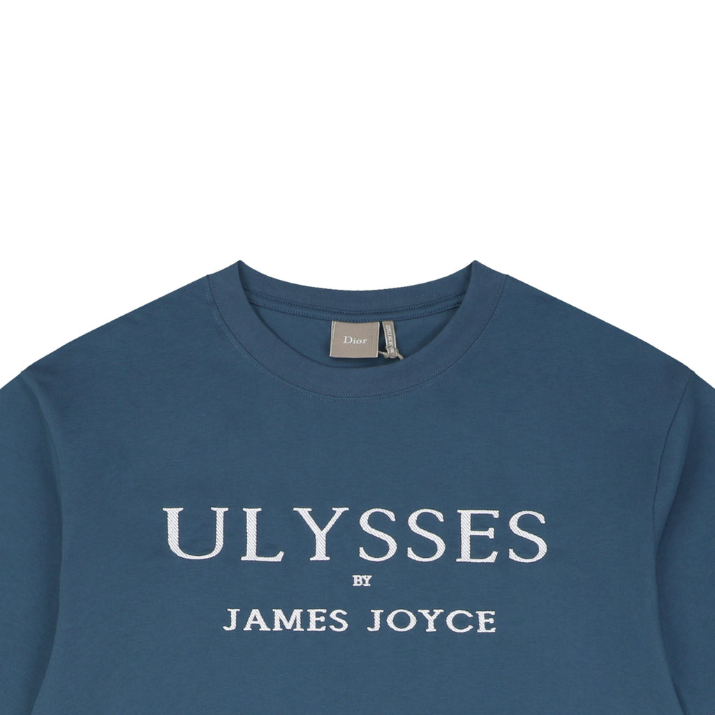 Dior Ulysses Text Print Short-Sleeve T-Shirt in Blue