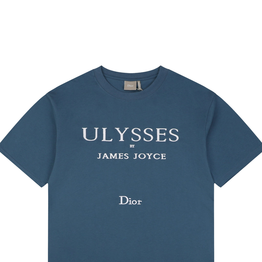 Dior Ulysses Text Print Short-Sleeve T-Shirt in Blue