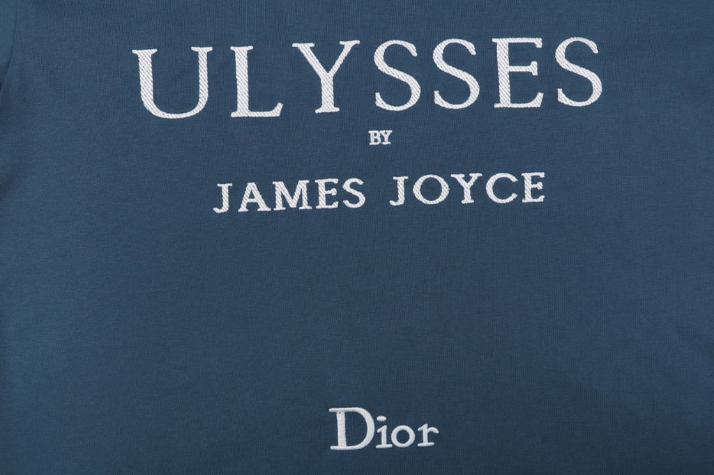 Dior Ulysses Text Print Short-Sleeve T-Shirt in Blue