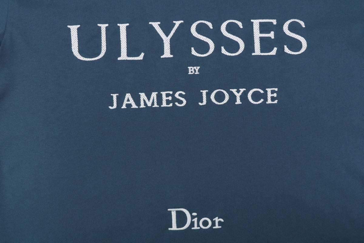 Dior Ulysses Text Print Short-Sleeve T-Shirt in Blue