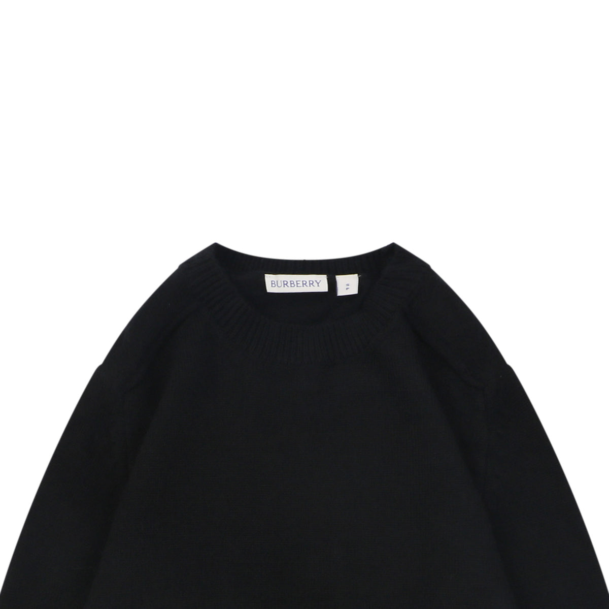 Burberry Equestrian Knight Lower-Hem Crewneck Sweater in Black