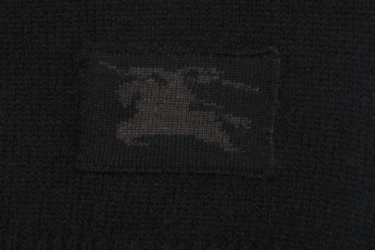 Burberry Equestrian Knight Lower-Hem Crewneck Sweater in Black