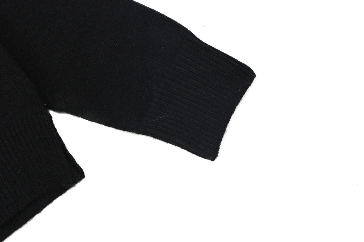 Burberry Equestrian Knight Lower-Hem Crewneck Sweater in Black