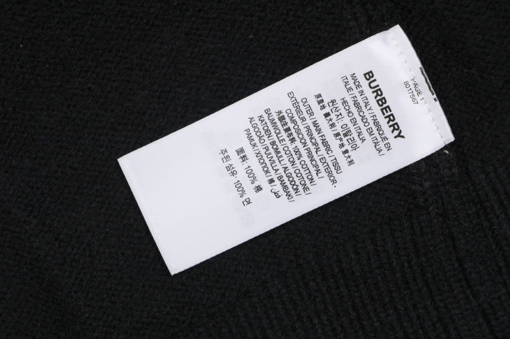 Burberry Equestrian Knight Lower-Hem Crewneck Sweater in Black
