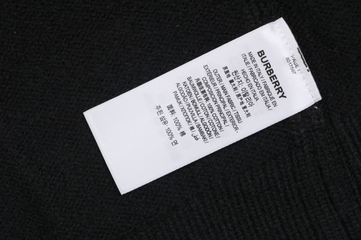 Burberry Equestrian Knight Lower-Hem Crewneck Sweater in Black