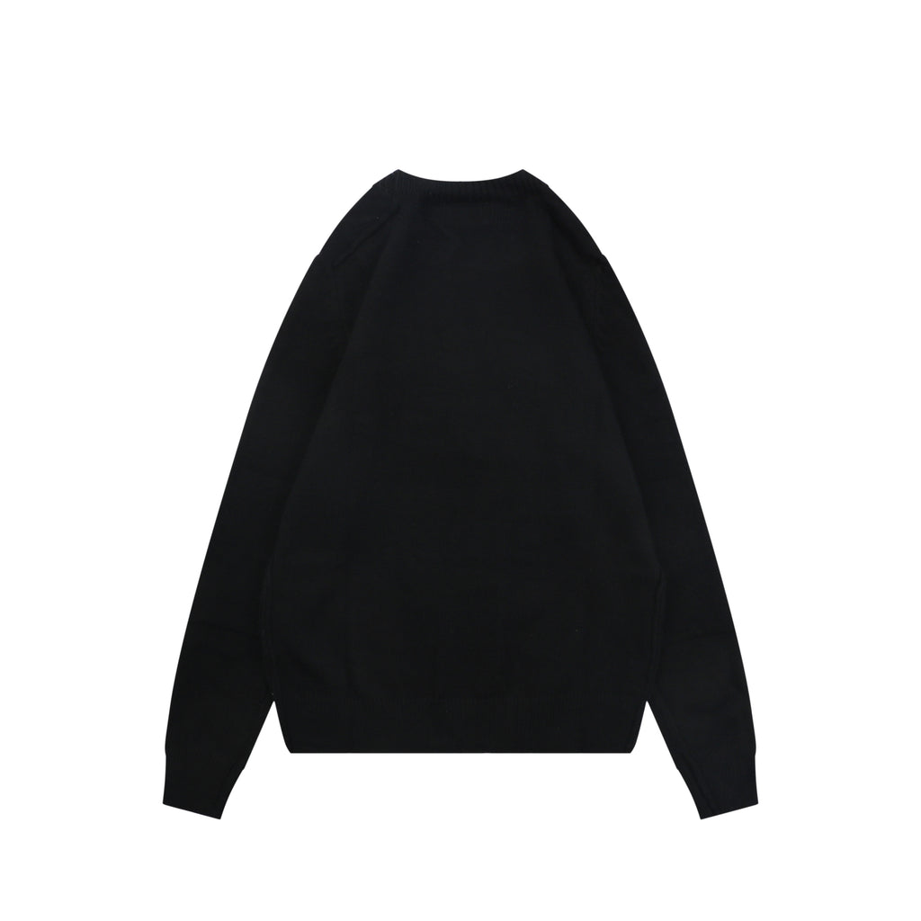 Burberry Equestrian Knight Lower-Hem Crewneck Sweater in Black