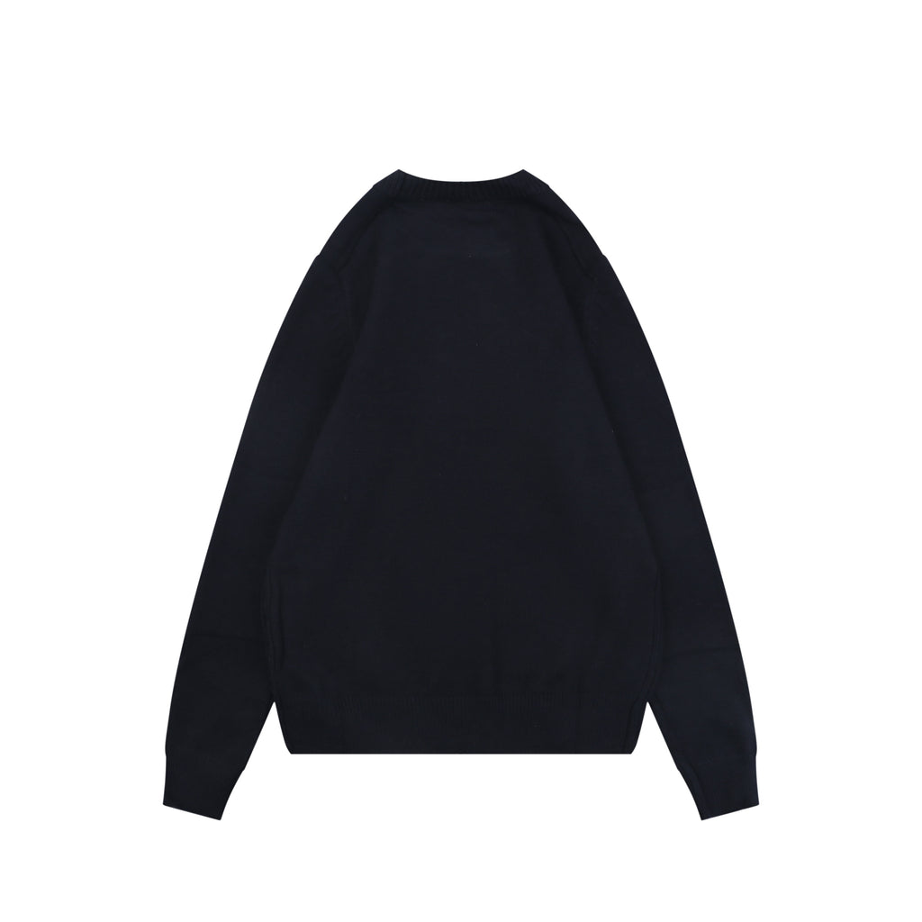 Burberry Equestrian Knight Lower-Hem Crewneck Sweater in Navy