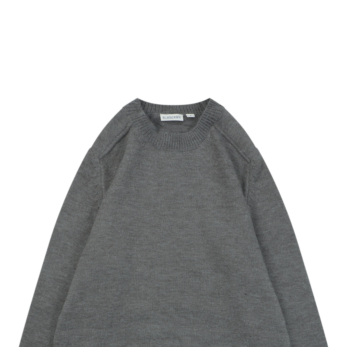 Burberry Equestrian Knight Lower-Hem Crewneck Sweater in Dark Grey