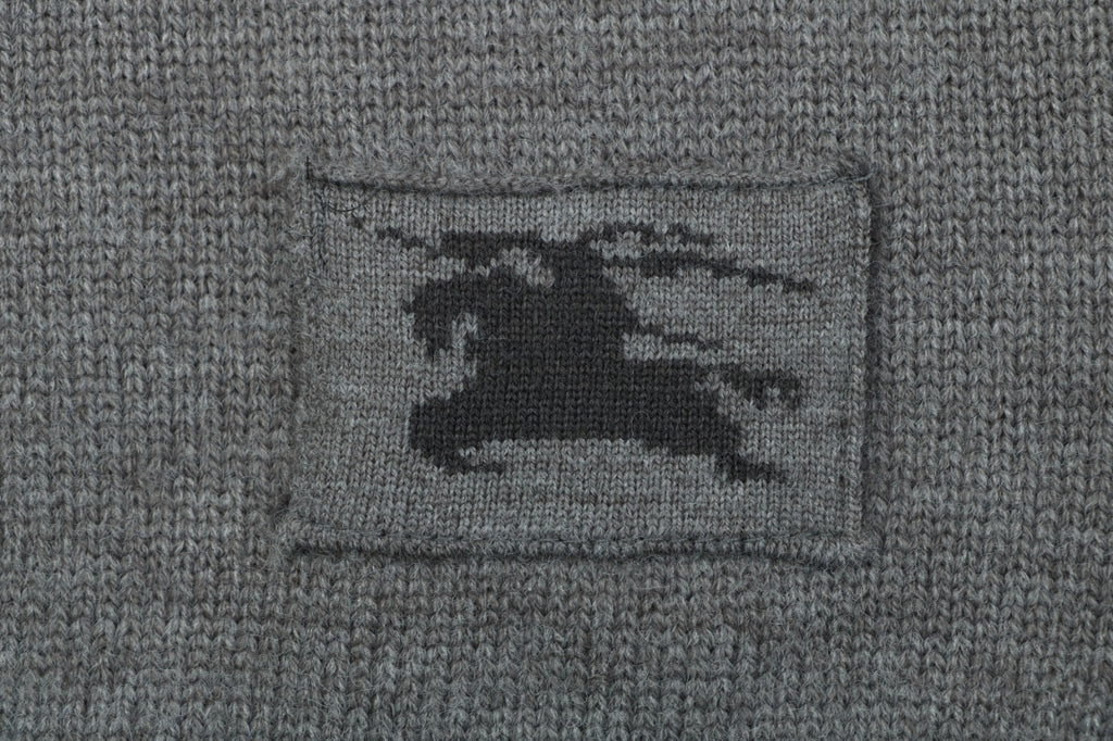 Burberry Equestrian Knight Lower-Hem Crewneck Sweater in Dark Grey