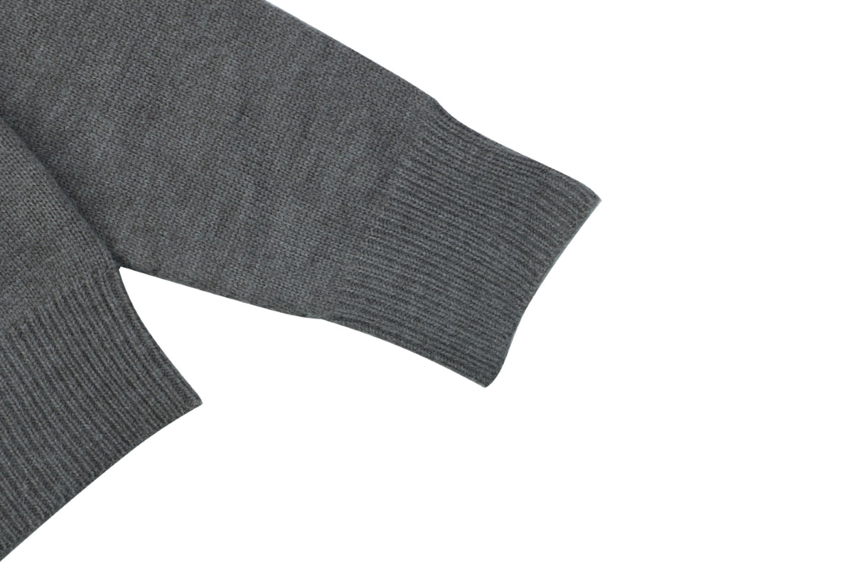 Burberry Equestrian Knight Lower-Hem Crewneck Sweater in Dark Grey