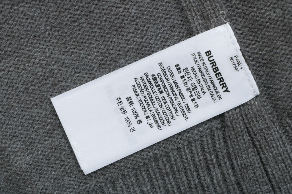 Burberry Equestrian Knight Lower-Hem Crewneck Sweater in Dark Grey