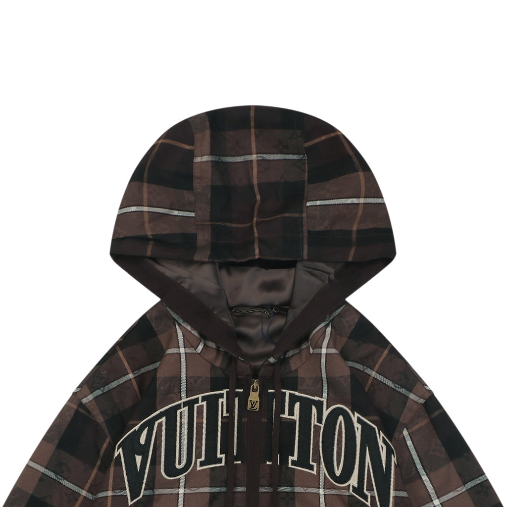 Louis Vuitton Plaid Arc Logo Zip-Up Hooded Jacket