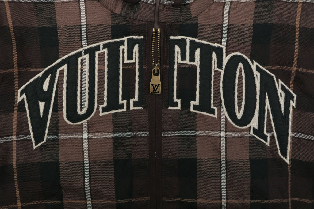 Louis Vuitton Plaid Arc Logo Zip-Up Hooded Jacket