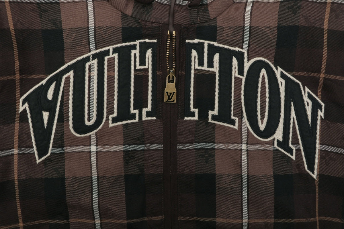 Louis Vuitton Plaid Arc Logo Zip-Up Hooded Jacket