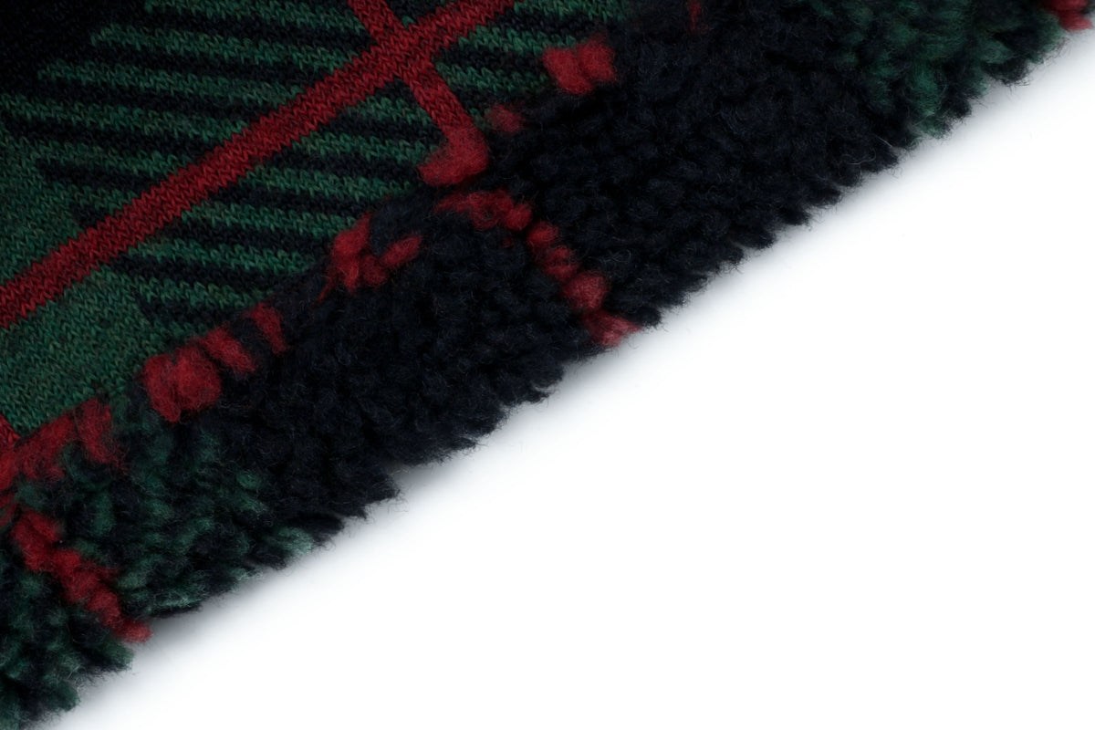 Miu Miu FW25 Green and Red Plaid Sherpa Jacket