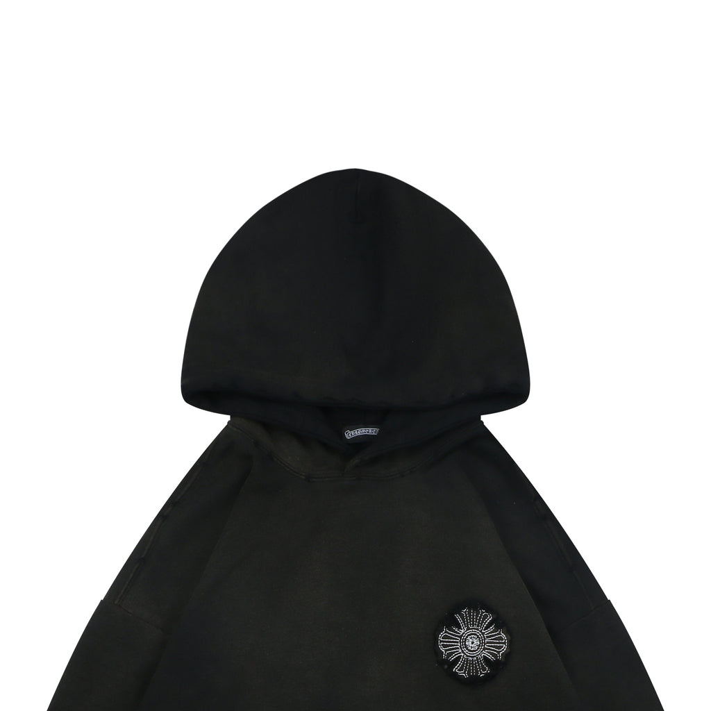 Chrome Hearts Tonal and Contrast Cross Patch Hoodie in Black