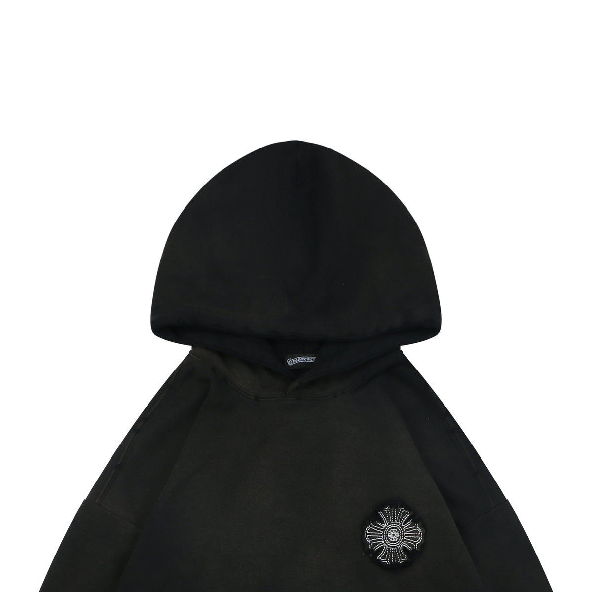 Chrome Hearts Tonal and Contrast Cross Patch Hoodie in Black