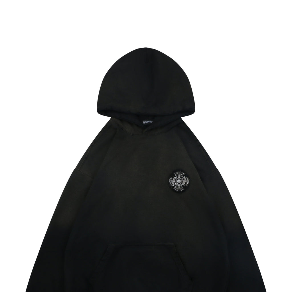 Chrome Hearts Tonal and Contrast Cross Patch Hoodie in Black
