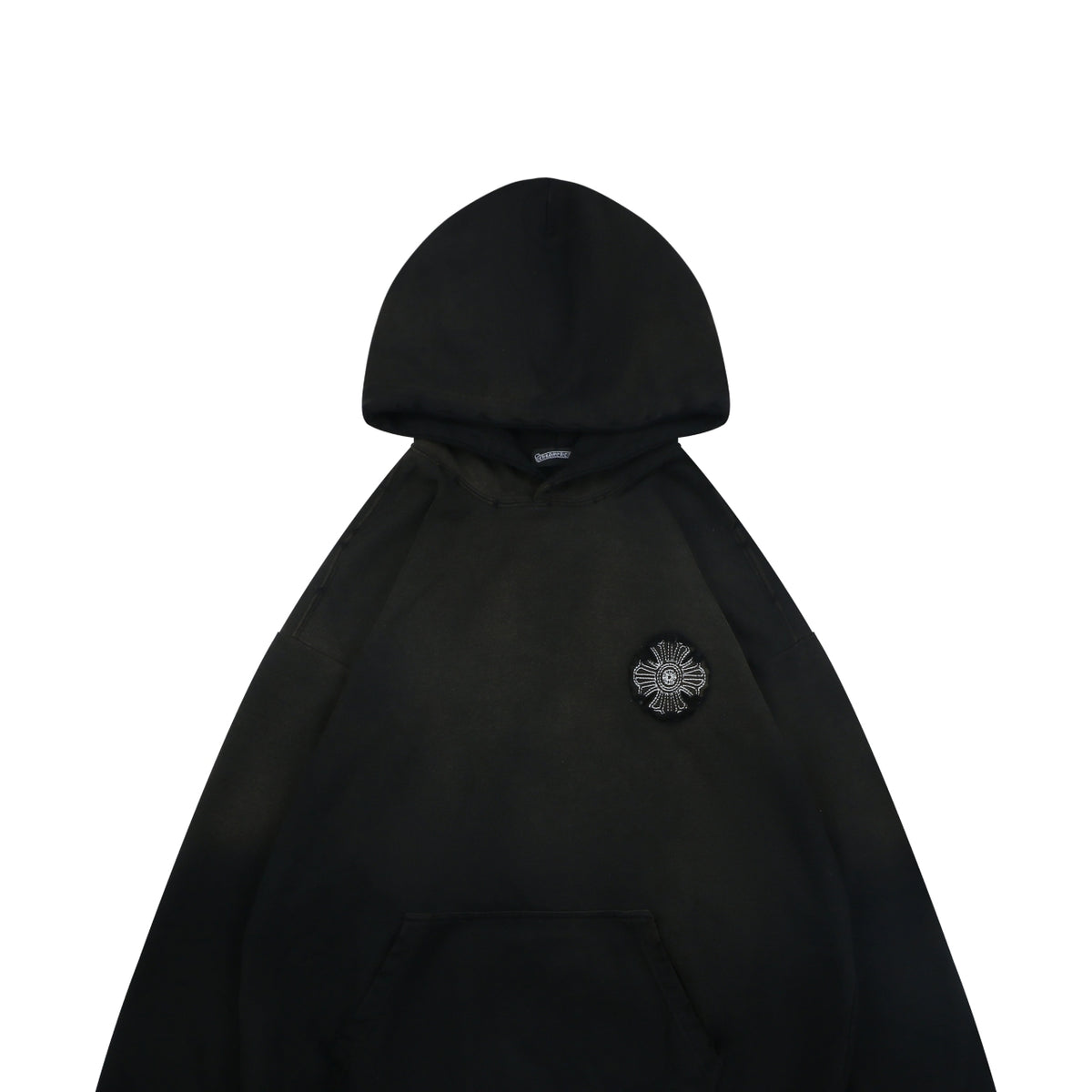 Chrome Hearts Tonal and Contrast Cross Patch Hoodie in Black