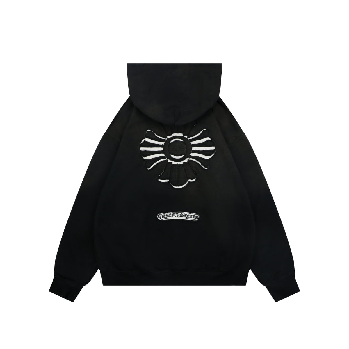 Chrome Hearts Tonal and Contrast Cross Patch Hoodie in Black