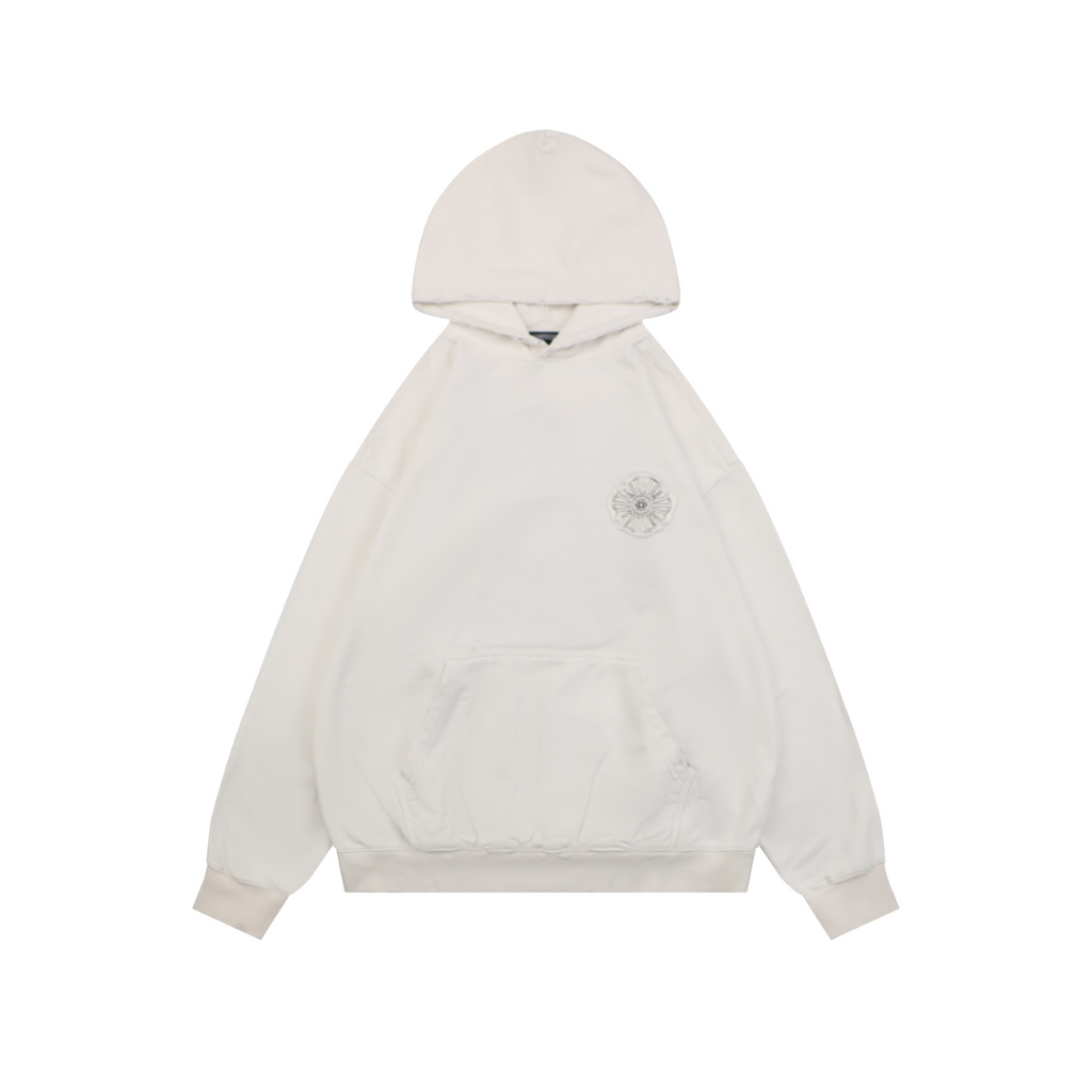 Chrome Hearts Tonal and Contrast Cross Patch Hoodie in White