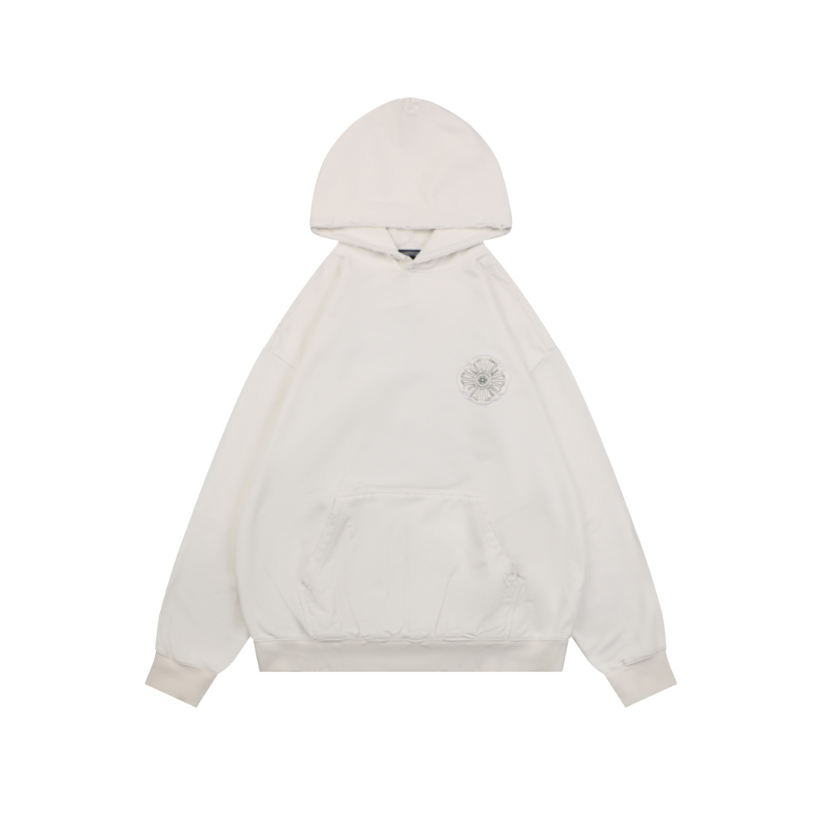Chrome Hearts Tonal and Contrast Cross Patch Hoodie in White