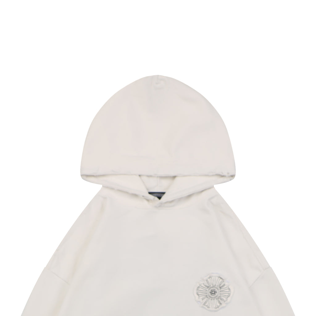 Chrome Hearts Tonal and Contrast Cross Patch Hoodie in White