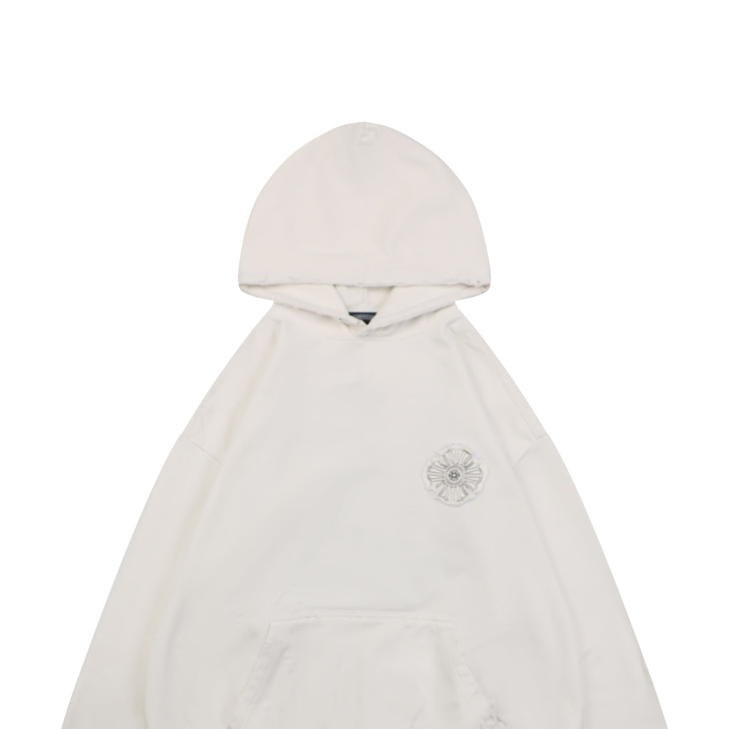 Chrome Hearts Tonal and Contrast Cross Patch Hoodie in White