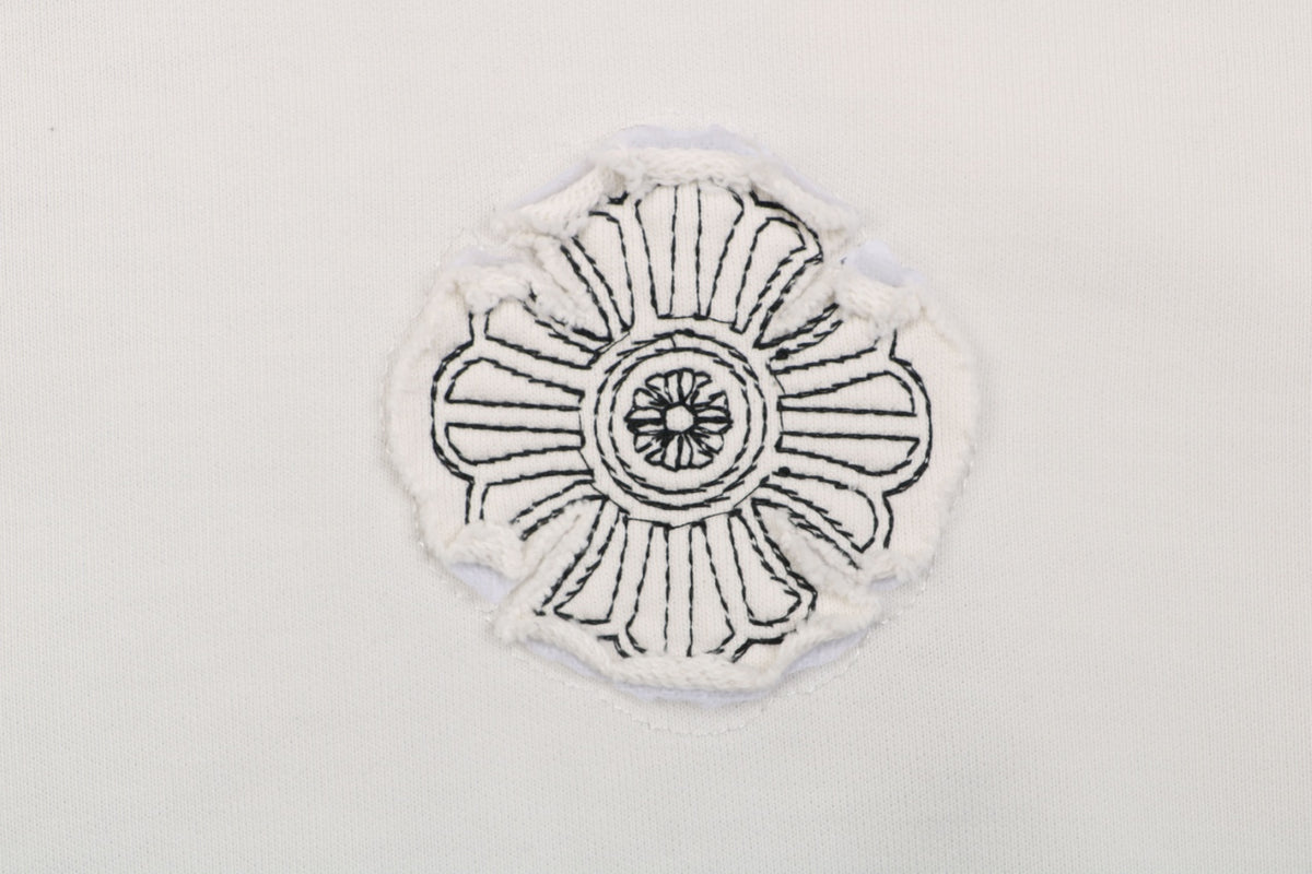 Chrome Hearts Tonal and Contrast Cross Patch Hoodie in White