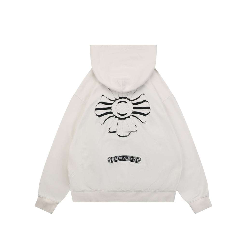 Chrome Hearts Tonal and Contrast Cross Patch Hoodie in White