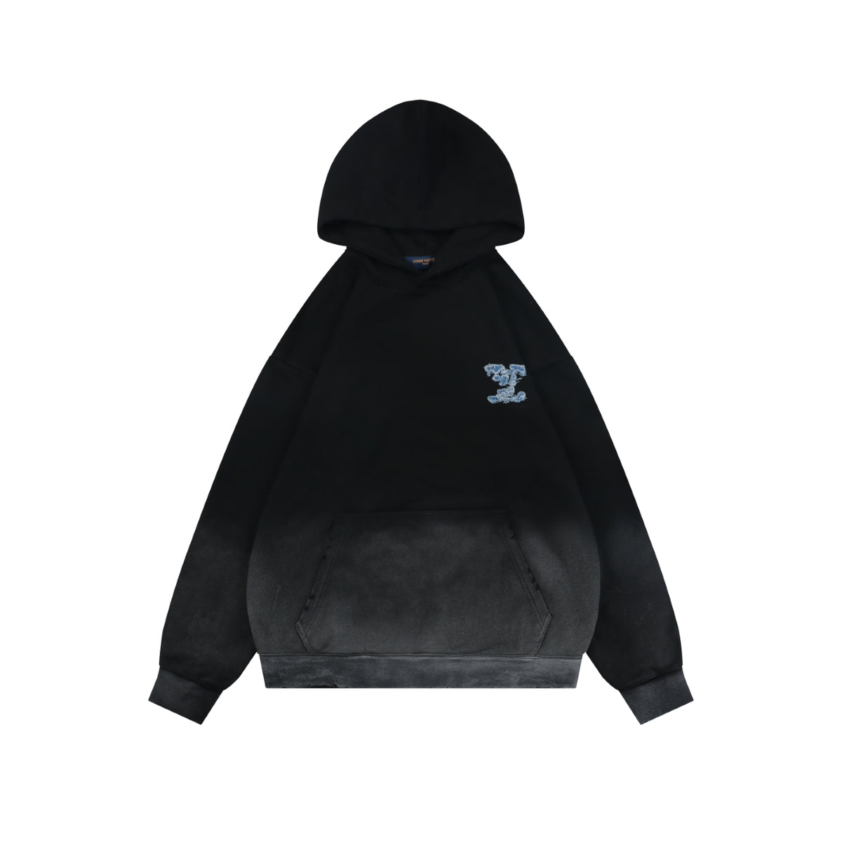 Louis Vuitton Dissolve-Fade Denim Monogram Patch Hoodie in Black