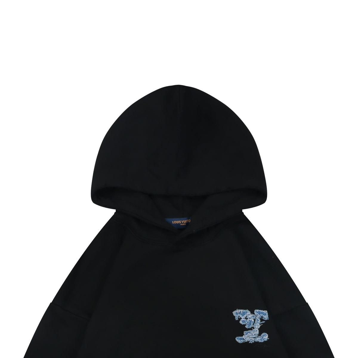 Louis Vuitton Dissolve-Fade Denim Monogram Patch Hoodie in Black