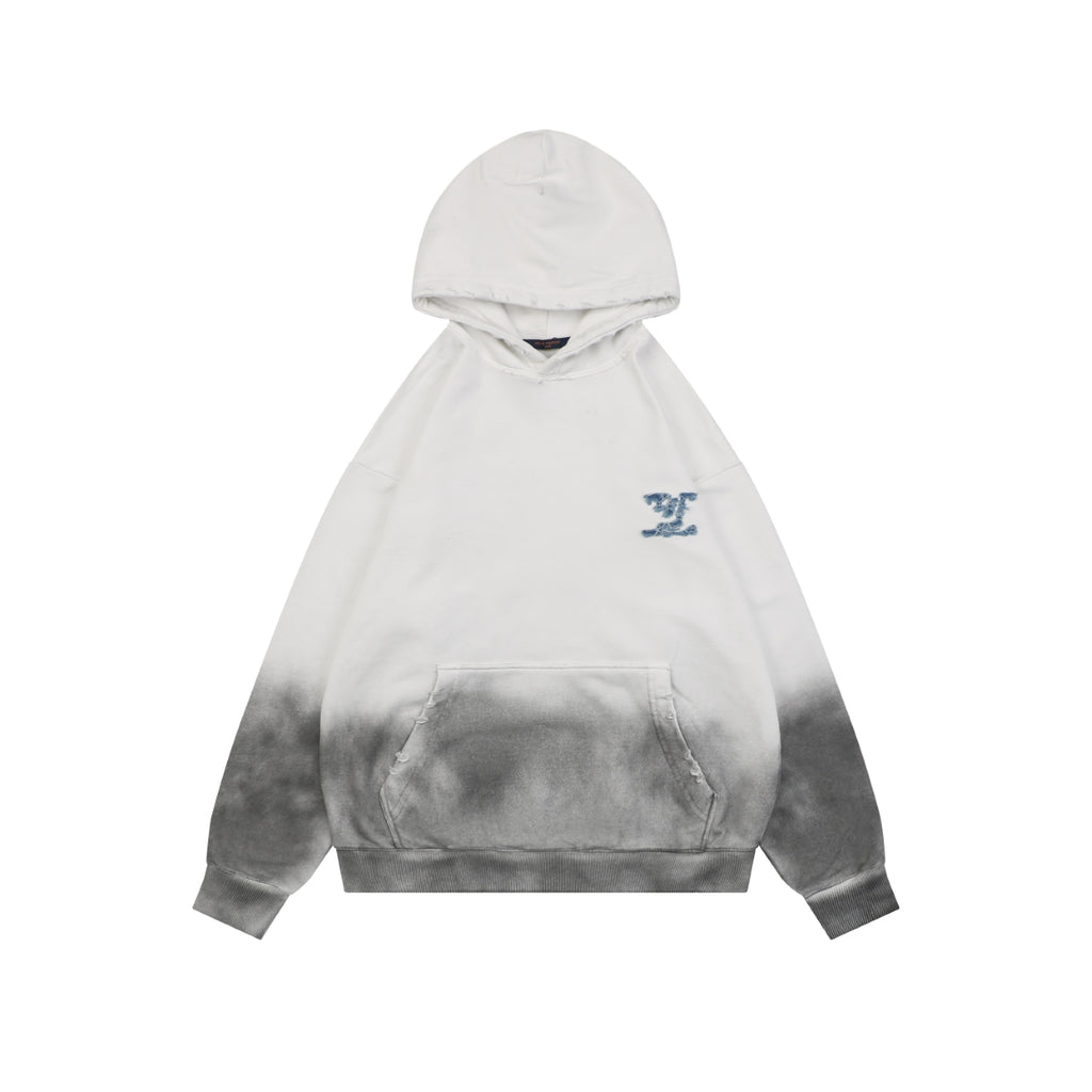Louis Vuitton Dissolve-Fade Denim Monogram Patch Hoodie in White