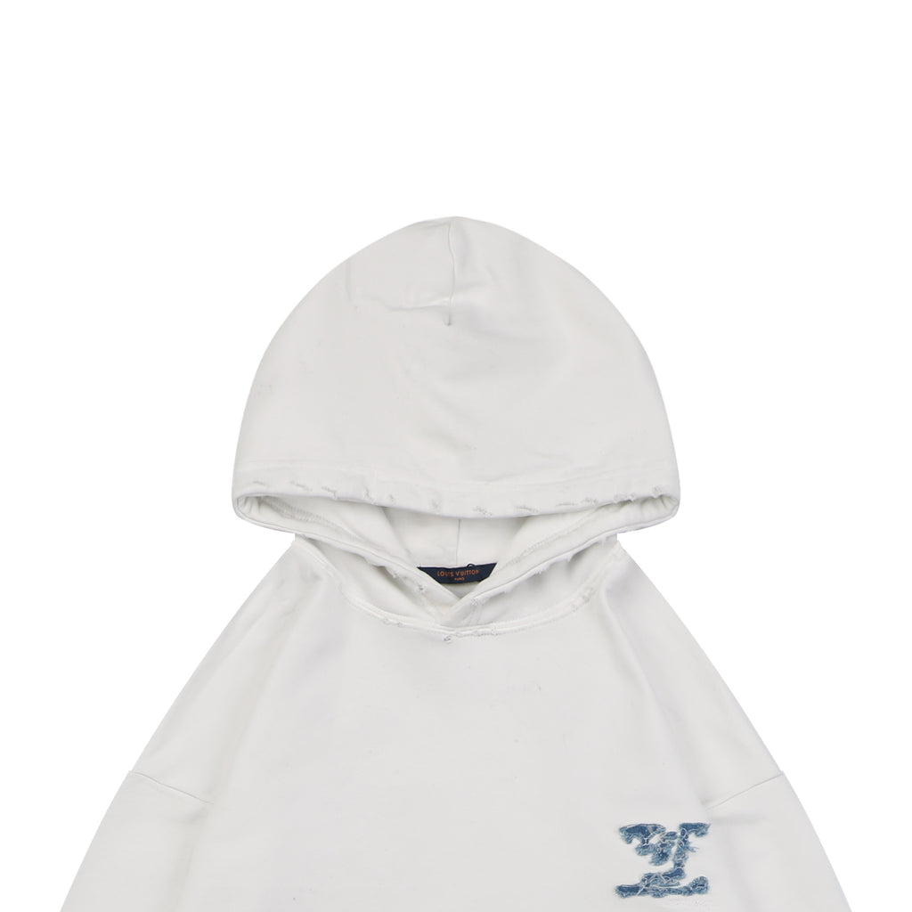 Louis Vuitton Dissolve-Fade Denim Monogram Patch Hoodie in White