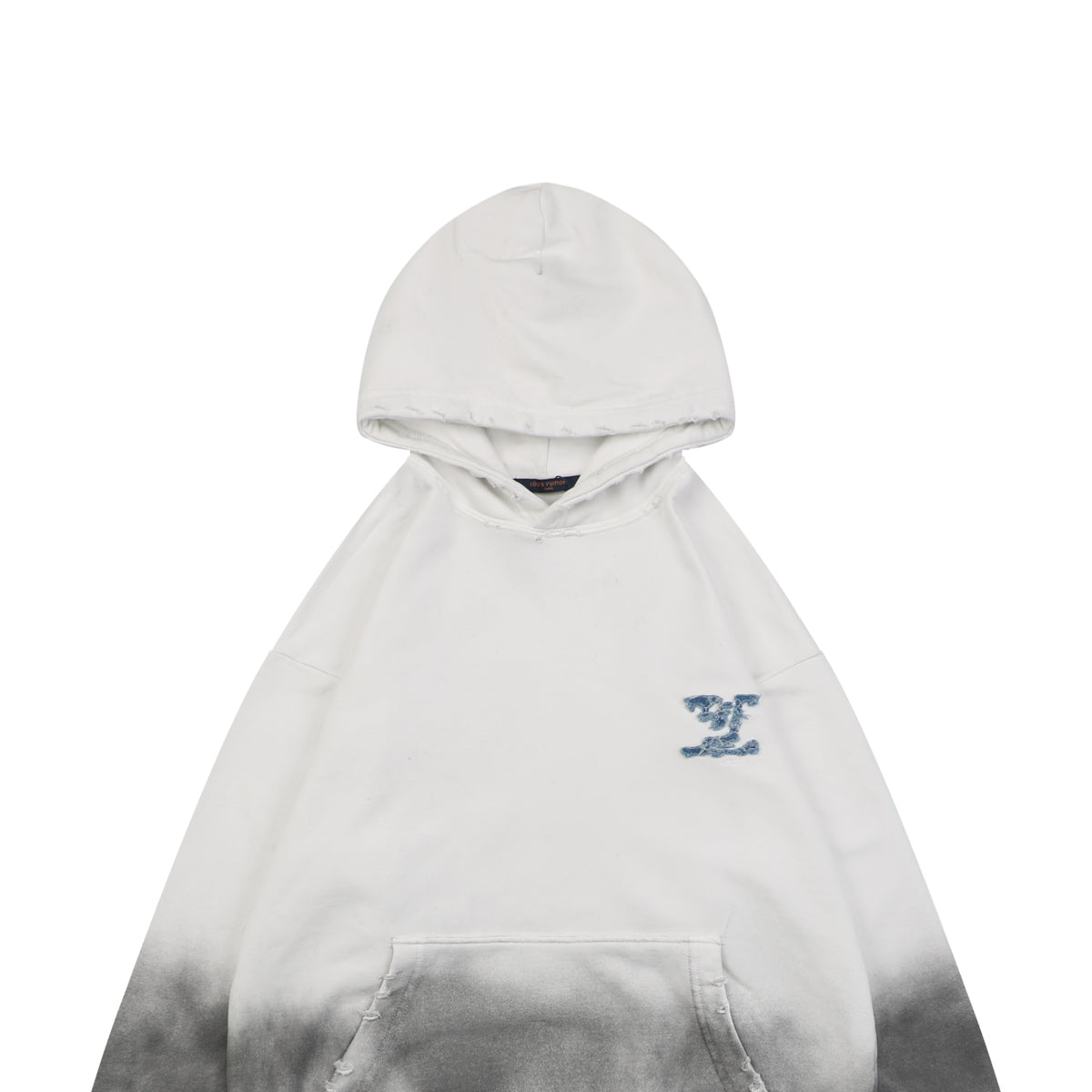 Louis Vuitton Dissolve-Fade Denim Monogram Patch Hoodie in White