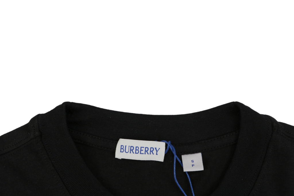 Burberry Check Flag Embroidered T-Shirt in Black