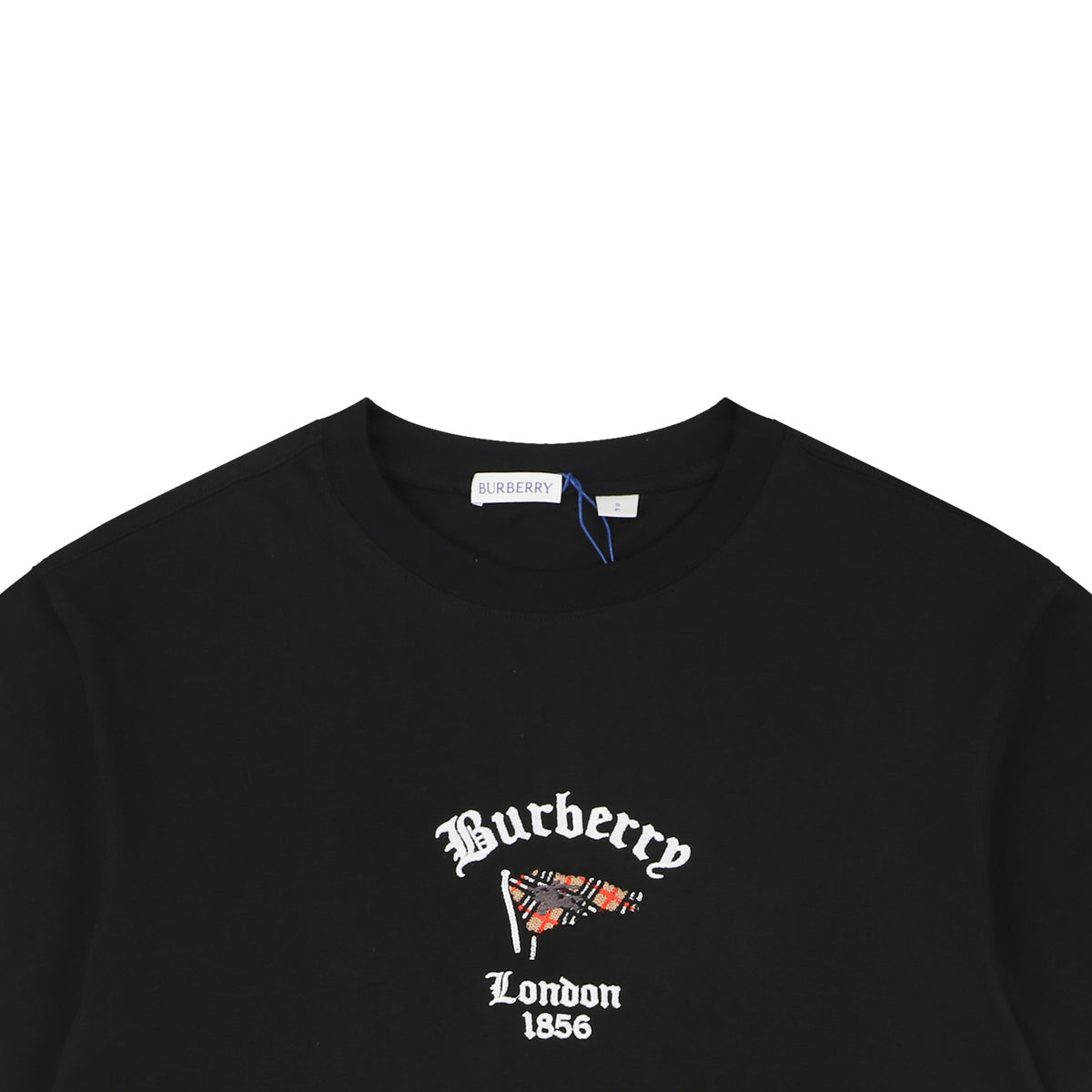 Burberry Check Flag Embroidered T-Shirt in Black