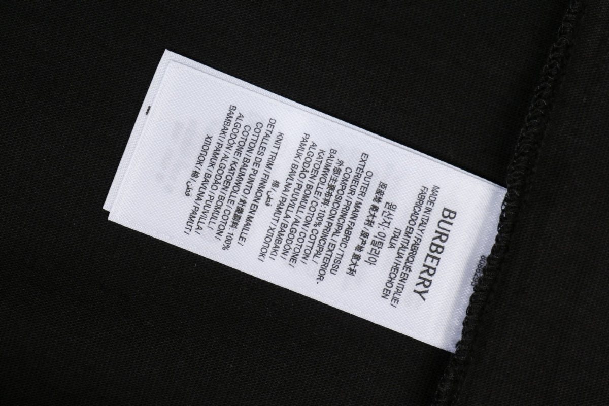 Burberry Check Flag Embroidered T-Shirt in Black