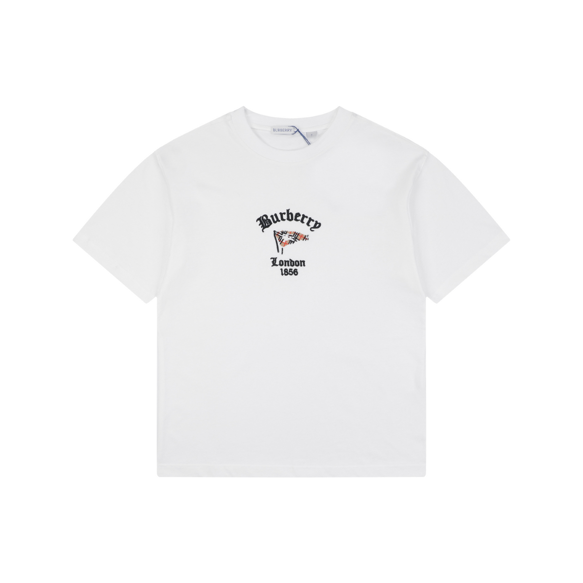 Burberry Check Flag Embroidered T-Shirt in White